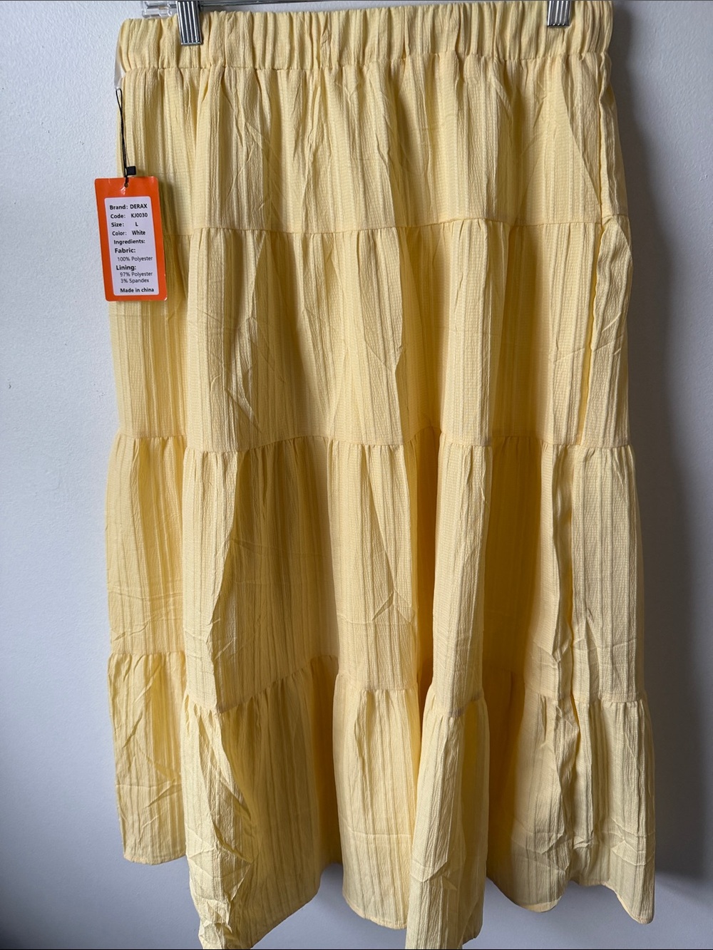 Tiered Maxi Skirt in Soft Yellow - Unbranded Large